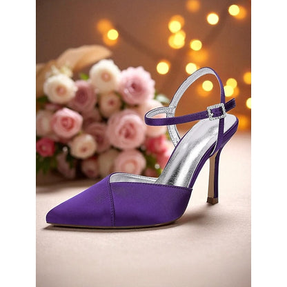 - Heels Green Satin Strap Women's Stiletto with Ankle