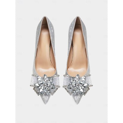 Heels Sparkling Silver – Wedding Shoes Women High for Glitter