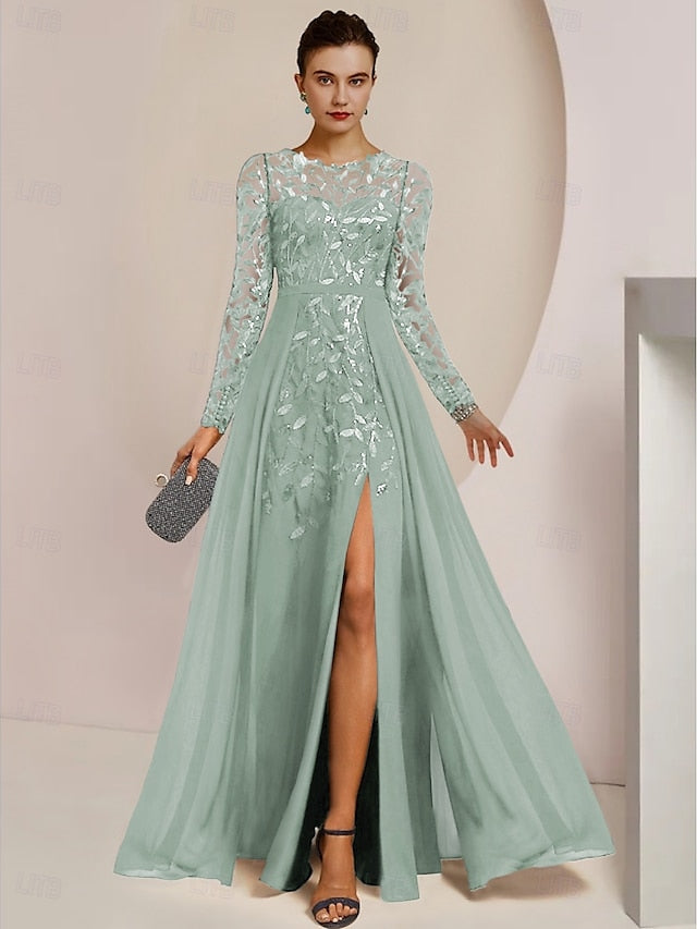 Dress Guest Mother the A-Line Elegant Jewel of Bride Wedding