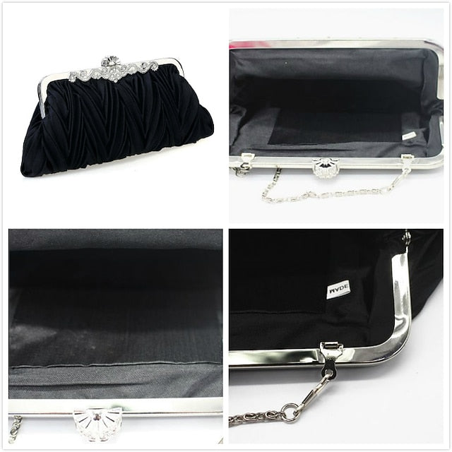 Clutch Pleated Evening Satin White Women's Elegant –