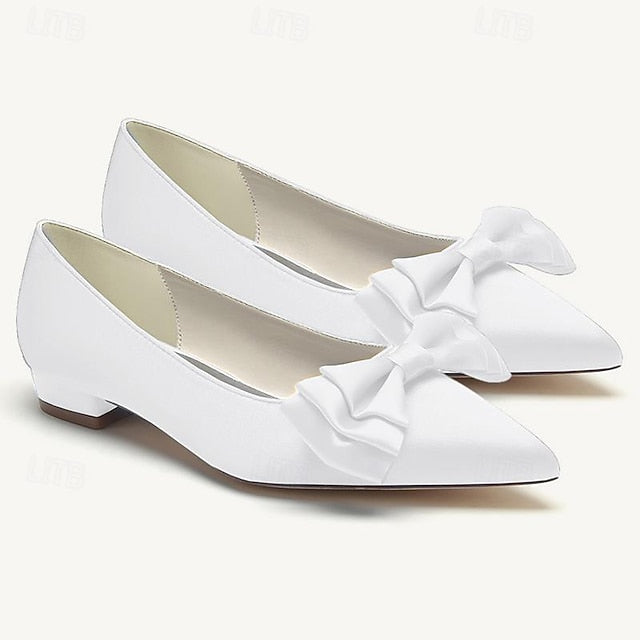 Wedding Flats Party Pointed Heel Low Bowknot Women's Shoes