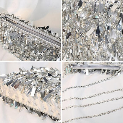 Fringe Crystal and Luxurious with Black Sparkling Clutch Evening