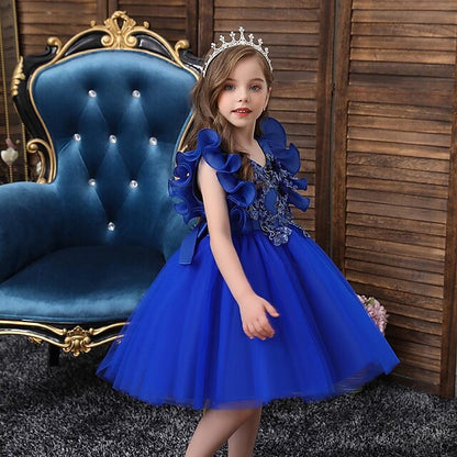 Sequin Solid Flower Girls' Party Dress Color Kids
