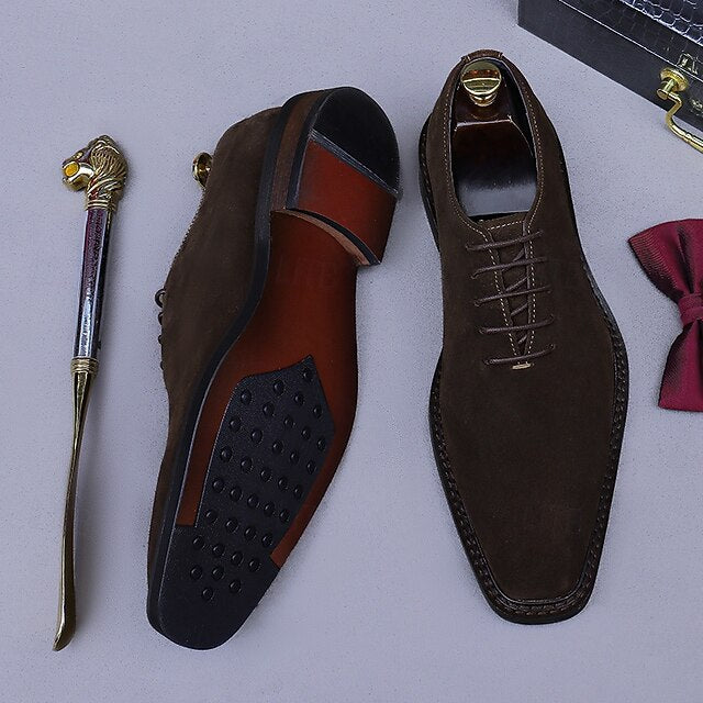 Genuine Men's Leather - Oxford Cowhide Suede Shoes