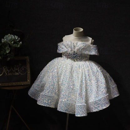 Dress Color Party Sleeve Kids Short Girls' Solid