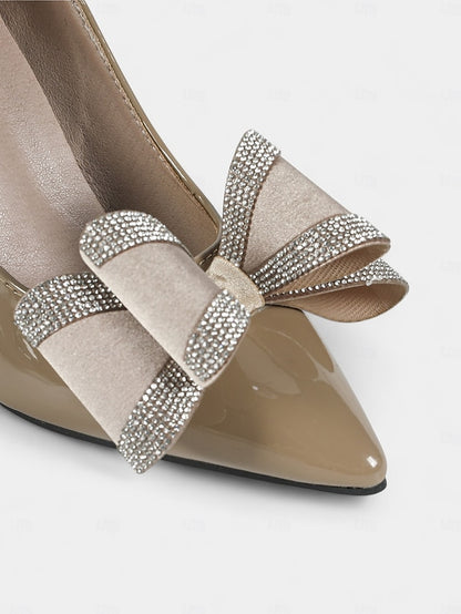 Leather Patent Pointed High Toe Pumps Heel Nude Women's -