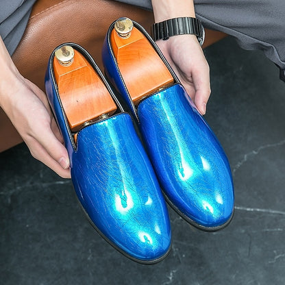 Men's Loafers Fashionable Gold – Metallic Slip-On Shiny