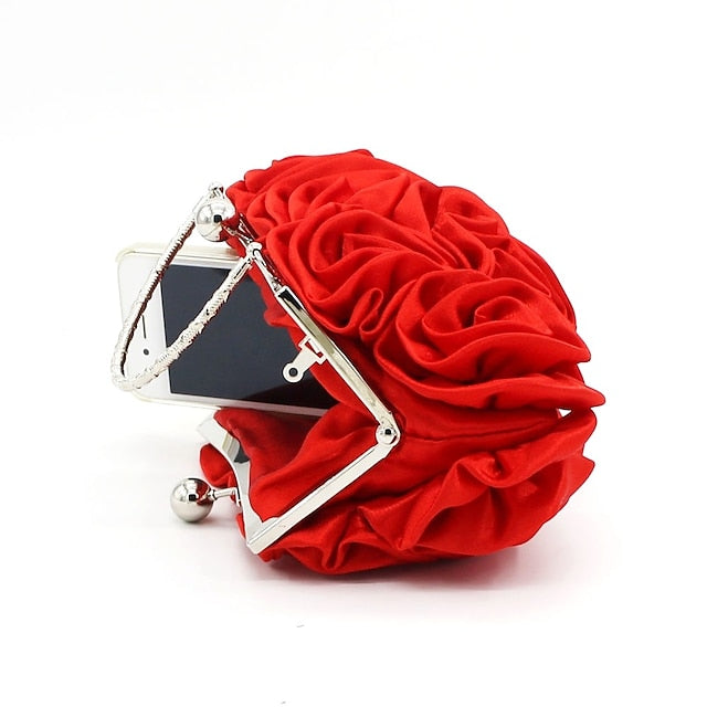 Rose Bag Elegant Vintage Design Evening Red Clutch – Floral