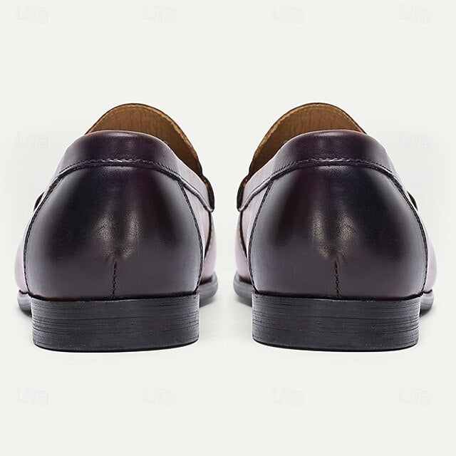 Men's Shoes Loafers Leather with Slip-On Penny Brown