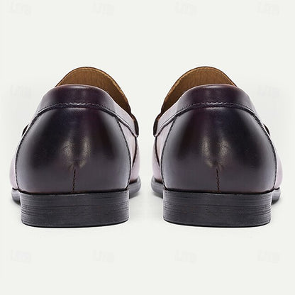 Men's Shoes Loafers Leather with Slip-On Penny Brown