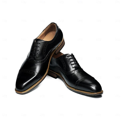 Men's Leather Wingtip with Brown Light Genuine Shoes Oxford