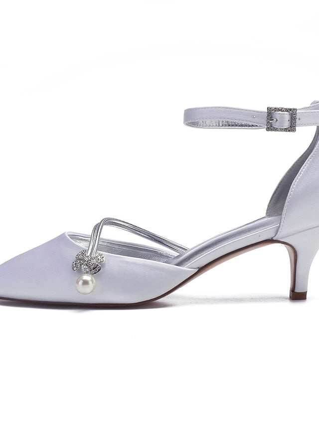 and Heels with Pearl Blue Satin Kitten Women's Dark