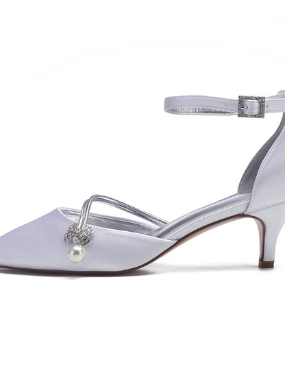 and Heels with Pearl Blue Satin Kitten Women's Dark