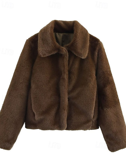 Women's Comfortable Buttons Fur Coat Warm Teddy Faux