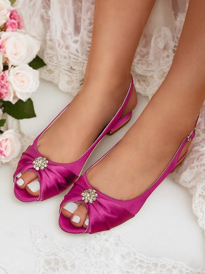 Wedding Crystal Satin with Women's Slingback Heels
