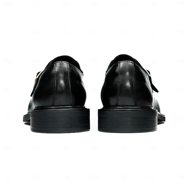 First Black Men's Monk Strap Genuine Leather Shoes