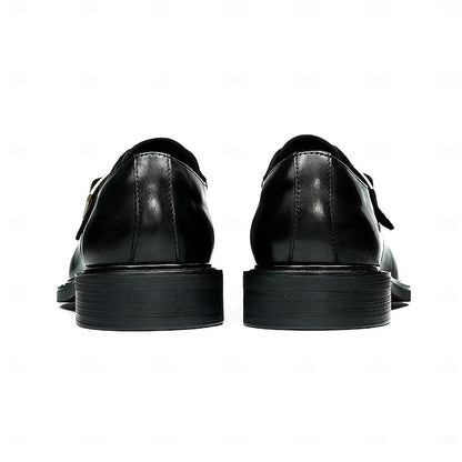 First Black Men's Monk Strap Genuine Leather Shoes