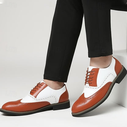 Brogue White Shoes Oxford Two-Tone Wingtip Men's in