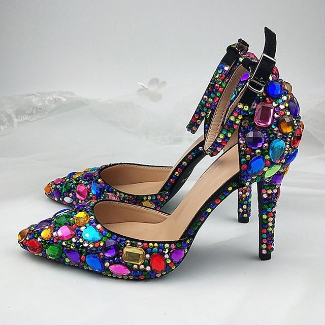 Rhinestone Women's with Heel High Shoes Wedding Multicolor