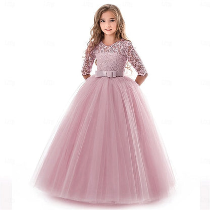 Girls' Dress Solid Flower Kids Colored Girl Wedding