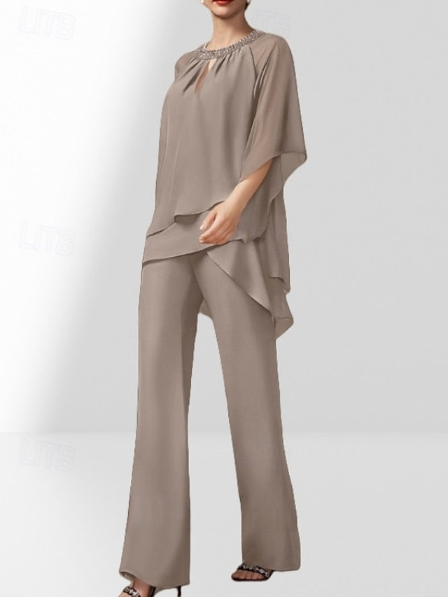 Bride Mother of Dress Piece Guest Wedding the Two Pantsuit