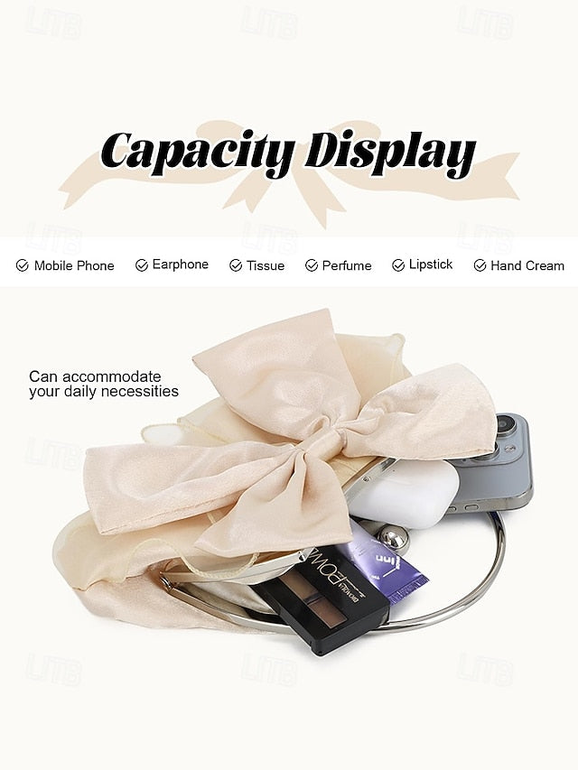 Satin Clutch Elegant Women's – Evening Bag Bow Pearl