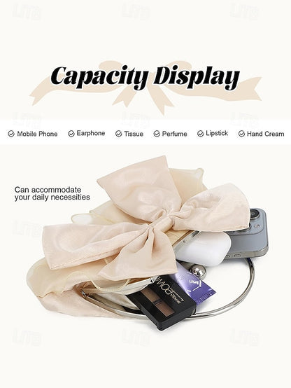 Elegant Bag Women's – Pearl Bow Satin Evening Clutch