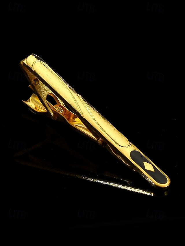 for with Design Elegant Inlay Tie Sleek Men Clip Gold Black –