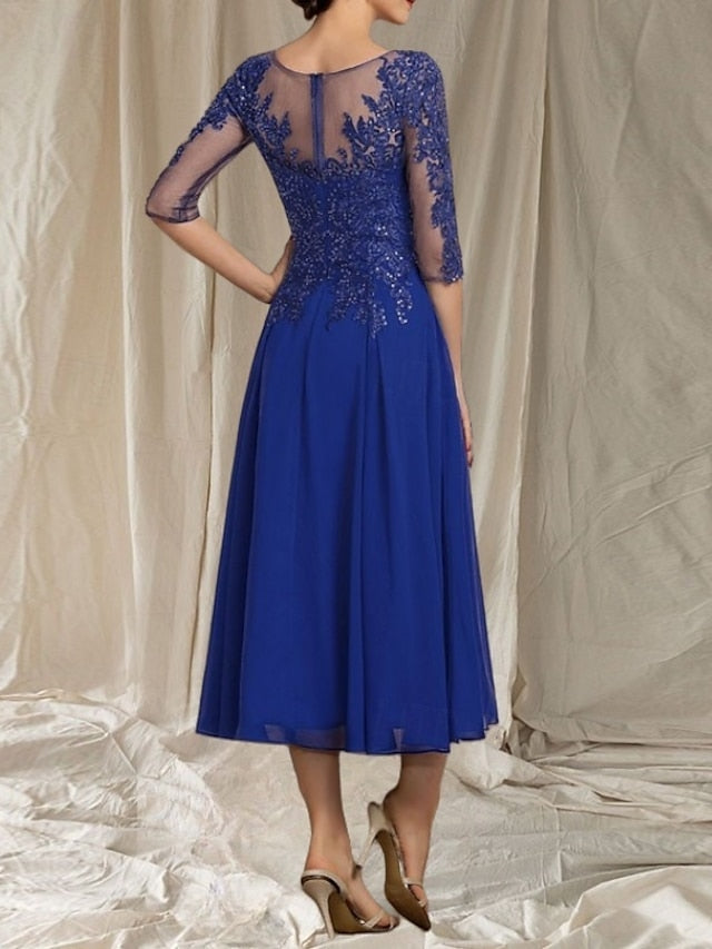 A-Line Neck Elegant Crew Mother the Guest Wedding Bride Dress of