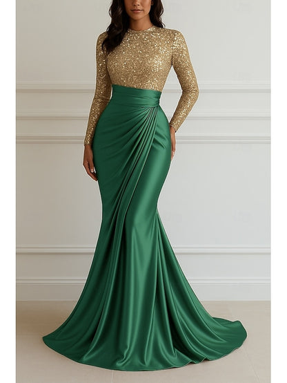 Floor Gown Dress Evening Sequin Formal Elegant Mermaid Wedding