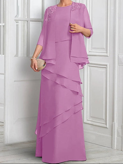 Piece Formal Elegant Mother Dress the A-Line of Suit Two Bride