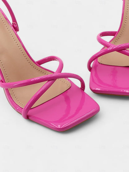 Sandals Strappy Square Beige – Design with Toe Heeled