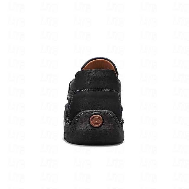 Men's Brown Faux Leather Slip-On Loafers with Side Zipper