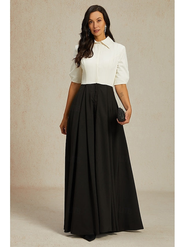 Dress the Elegant A-Line Party Mother Bride of Shirt Collar