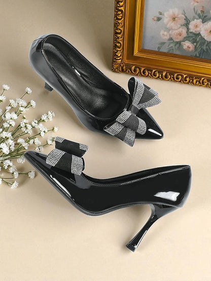 Toe Nude High Women's Heel - Leather Pumps Patent Pointed