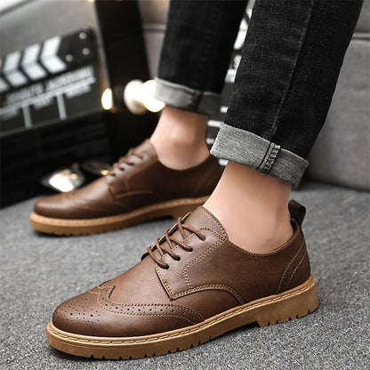 Faux – Classic Brogue Oxford Men's Leather Black Shoes