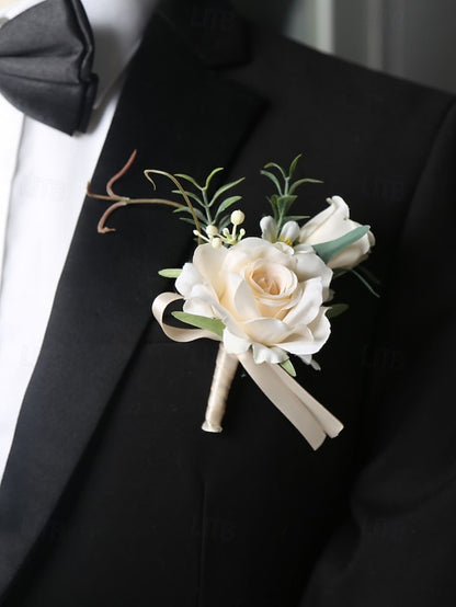 Corsage and Elegant Boutonniere – Artificial Wedding Wrist
