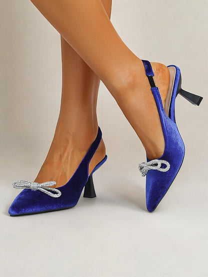 Velvet Cocktail Women's Toe Slingback Pointed Heels –