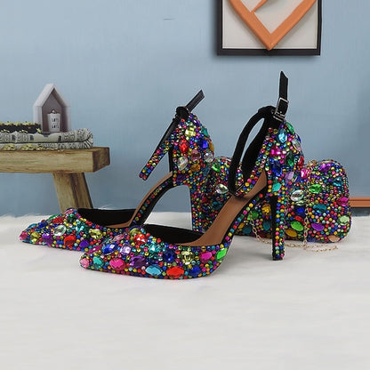 Rhinestone Women's with Heel High Shoes Wedding Multicolor