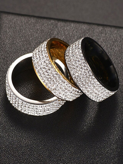 Rings Full Band Wide Men's with Rhinestone Pave