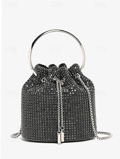 with Silver Sparkling Bucket Women's Metal Rhinestone Bag