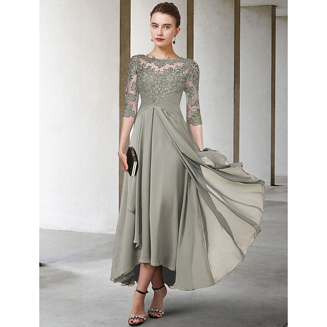 Dress Guest Bride Elegant Plus Size A-Line the Wedding of Mother