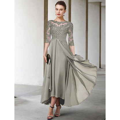 Dress Guest Bride Elegant Plus Size A-Line the Wedding of Mother