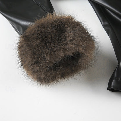 Comfortable Buttons Fur Jacket Warm Collar Women's Casual