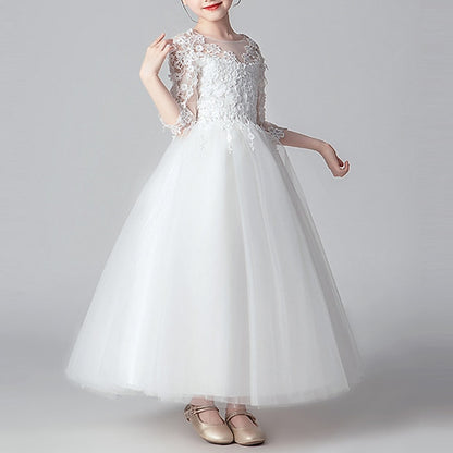Color Girls' Dress Party Kids Girl Flower Solid