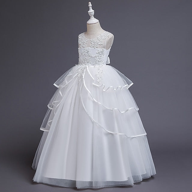 Party Color Sleeveless Dress Kids Solid Girls'