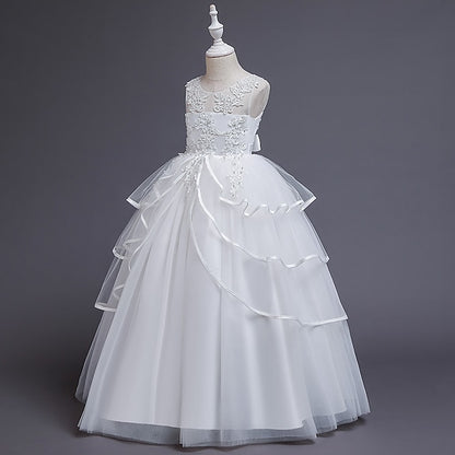 Sleeveless Color Kids Party Girls' Solid Dress