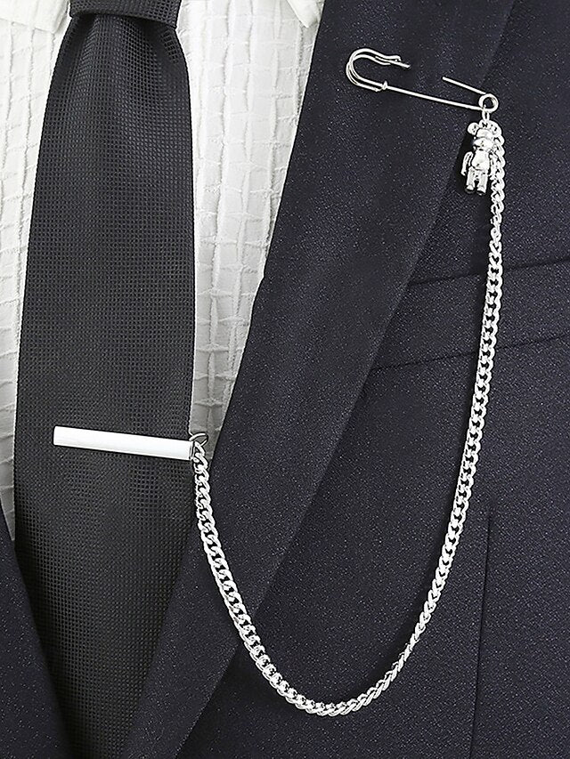 Silver – Nautical Chain Ship Men's with Design Tie Wheel