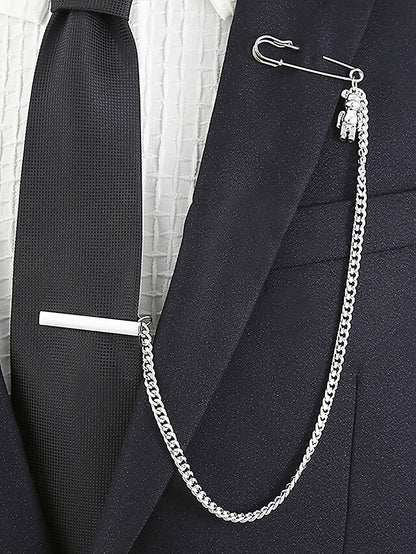 Silver – Nautical Chain Ship Men's with Design Tie Wheel