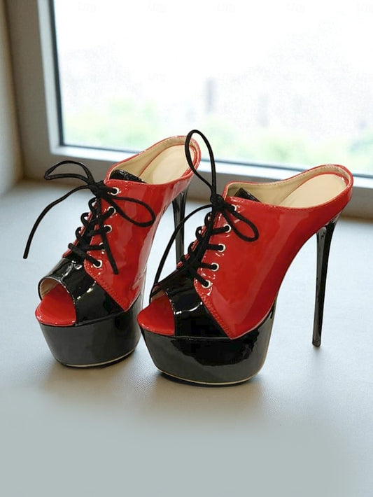 Platform Leather Women's and Patent Red Black Stiletto